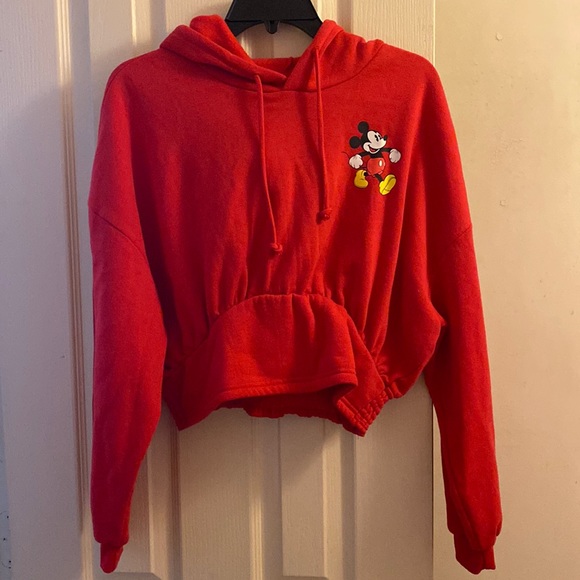 Red mickey mouse cropped hoodie - Picture 1 of 3